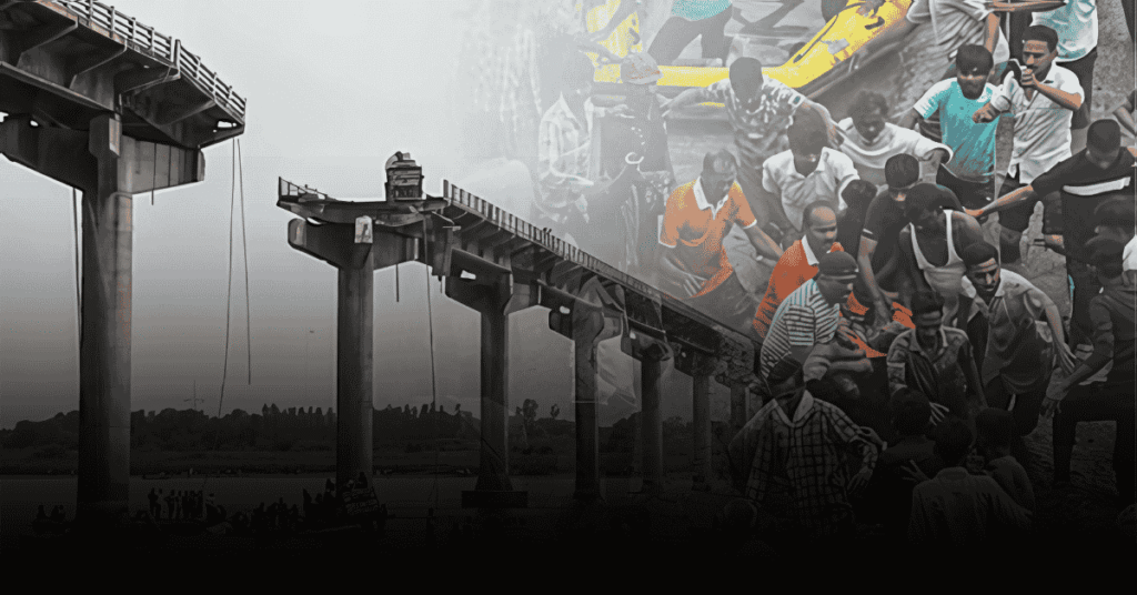 Gambhira Bridge, Vadodara bridge, collapse, Gujarat infrastructure, Mahisagar River, bridge safety, rescue operations, India news